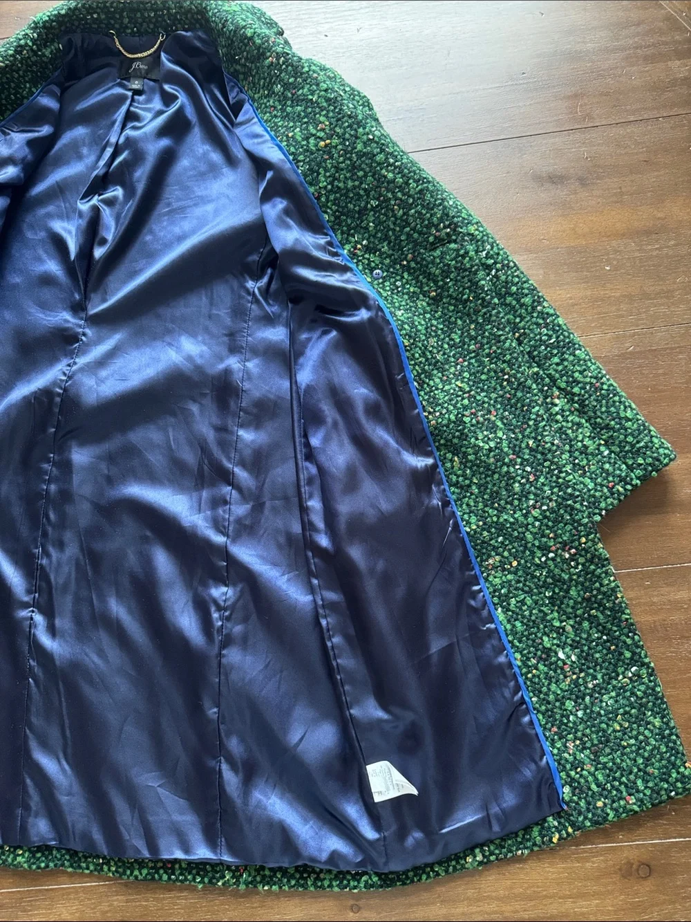 Size 6 J. Crew Green Speckled Italian Tweed Wool Blend Daphne Topcoat Jacket